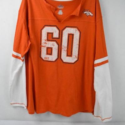 Denver Broncos Majestic Fan Fashion Long Sleeve Shirt Women's 2XL #60