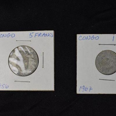 1956 Congo 5 Francs and 1967 Congo 1 Likuta