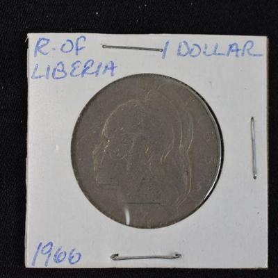 1966 Republic of Liberia 1 Dollar 90% Silver, ~4 Grams