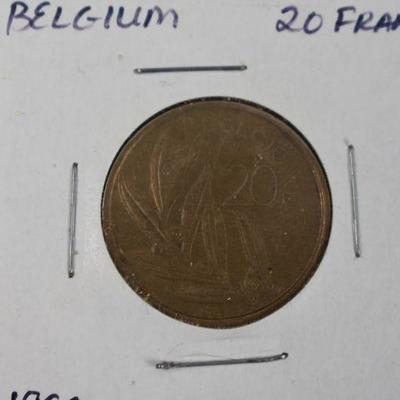 1971 Belgium 5 Francs, 1977 Belgium 1 Franc, and 1982 Belgium 20 Francs