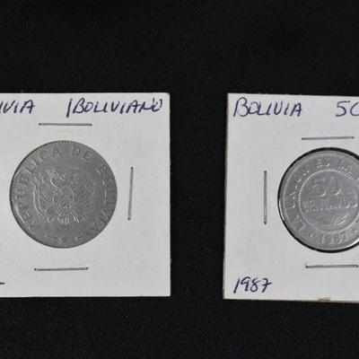 1987 Bolivia 1 Boliviano and 1987 Bolivia 50 Centavos