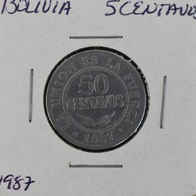 1987 Bolivia 1 Boliviano and 1987 Bolivia 50 Centavos