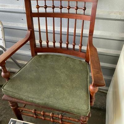Lot 15 Mahogany Chair with Green Cushion