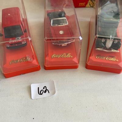 Lot 62 Coca Cola Car Figurines in Collector Boxes (3)