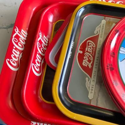 Lot 70 Coca Cola Trays various sizes and 2 plates