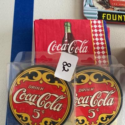 Lot 82 Coca Cola Cork Back Coasters and Napkins