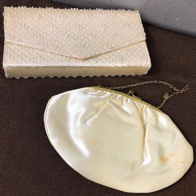Lot #08 2 - purses : White Satan and clear bead work