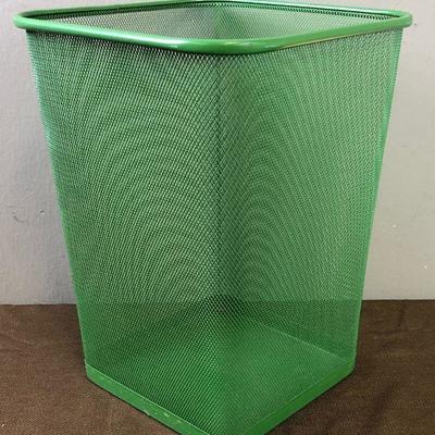 Lot #20 Square Green Wire Wastebasket 