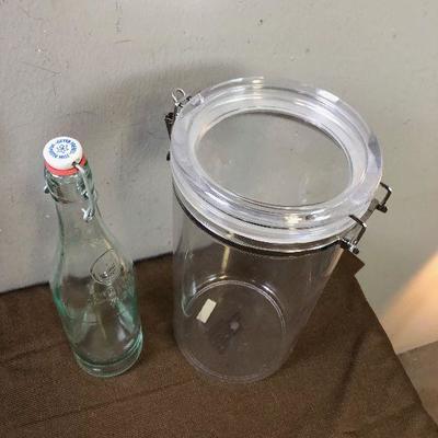 Lot #56 Water bottle glass & plastic Storage Container