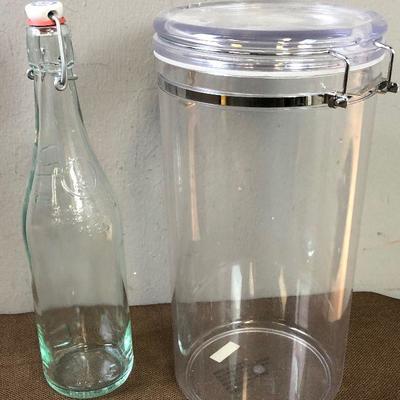 Lot #56 Water bottle glass & plastic Storage Container