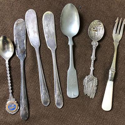 Lot #64 7 Antique Collector and silver spoons