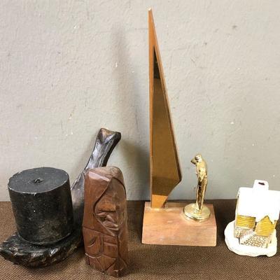 Lot #76 Misc. lot of Trophy, Tiki, candle and house