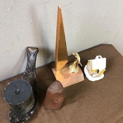 Lot #76 Misc. lot of Trophy, Tiki, candle and house