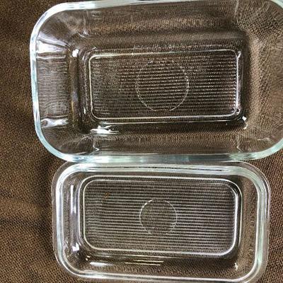 Lot #87 Glass Refrige. Container with lid, vase, insulators 