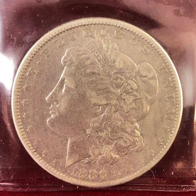 Lot #96 1886 $1 Morgan Silver Dollar Coin 90% Silver 