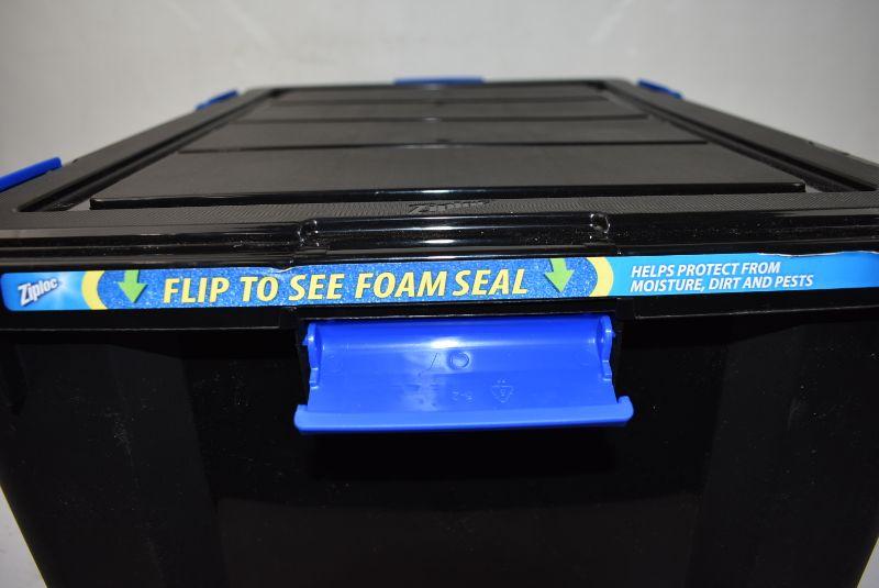 Ziploc 60 Qt. WeatherShield Storage Box Black Missing One Handle Useable EstateSales