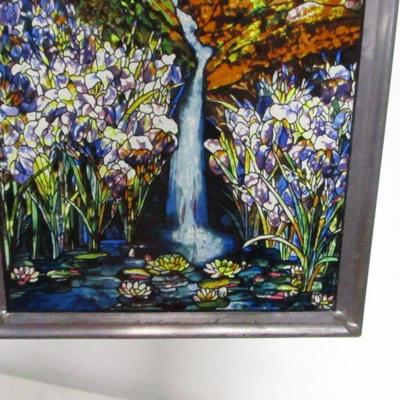 Lot 3 - Stained Glass Picture-Waterfall Scene
