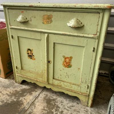 Cabinet with drawer, Small, Green -Lot 214
