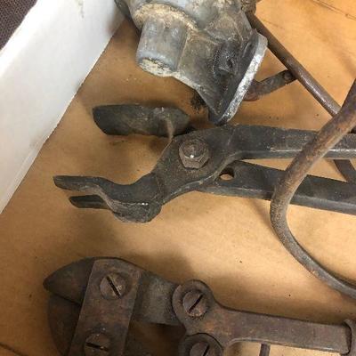 Lot # 122 Pile of Rusty Metal - Bolt cutter, Black Smith tools