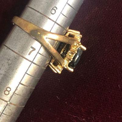 Lot # 132 Ladies Ring Semi precious Stone Black Onyx with Zircon 