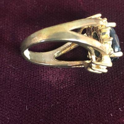 Lot # 132 Ladies Ring Semi precious Stone Black Onyx with Zircon 