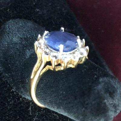 Lot # 138 Oval Blue  Marked 925 Gold Tone