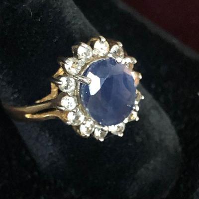 Lot # 138 Oval Blue  Marked 925 Gold Tone