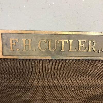 Lot # 140 Vintage Brass Door Plaque Solid Brass Dr Cutler