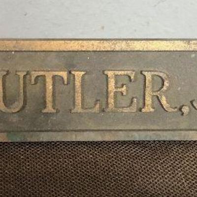 Lot # 140 Vintage Brass Door Plaque Solid Brass Dr Cutler