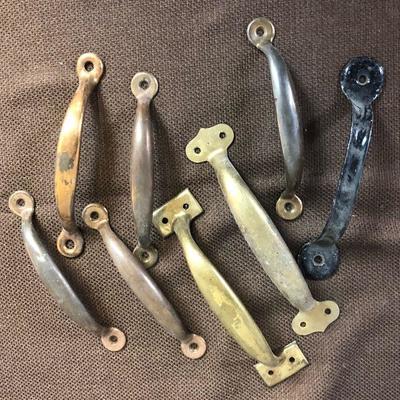 Lot # 142 8 Brass Colored Metal drawer pull Antique