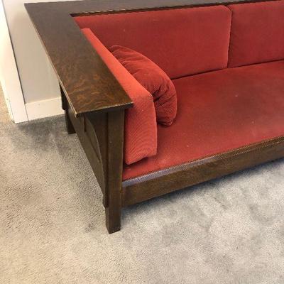Lot # 154 Mission Style Arts and Crafts Stickley Sofa Red