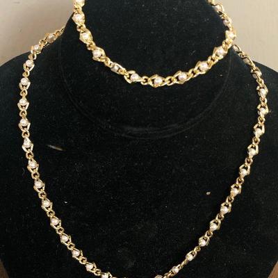 Lot # 161 Necklace and Bracelet set Gold Tone 