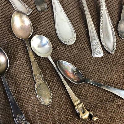 Lot # 195 LARGE LOT OF SILVER PLATE SPOONS + fork