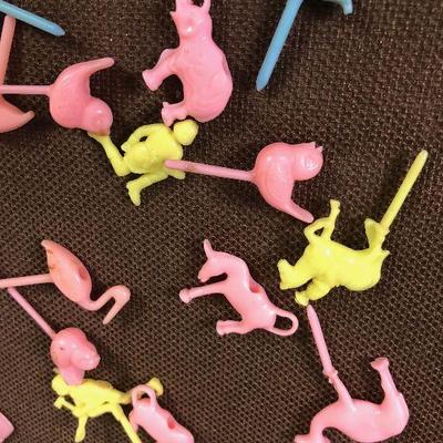 Lot # 196 1950's Plastic Cake Toppers -Storks, animals cowboys