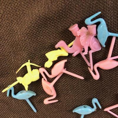 Lot # 196 1950's Plastic Cake Toppers -Storks, animals cowboys