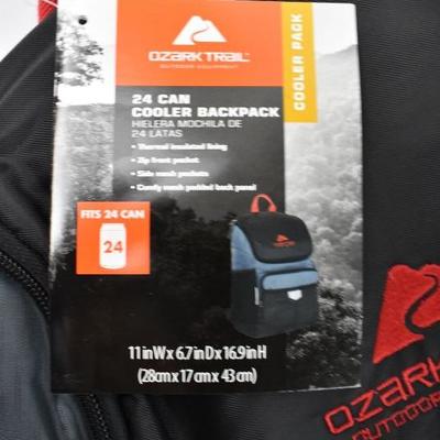 Ozark Trail 24 Can Cooler Backpack, Black & Red - New