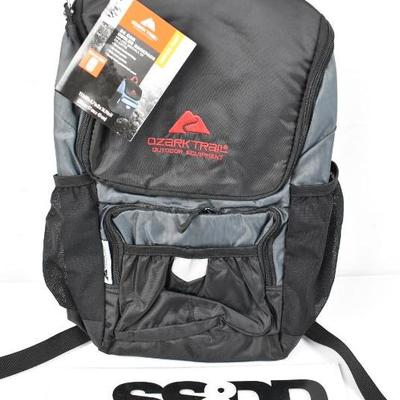 Ozark Trail 24 Can Cooler Backpack, Black & Red - New