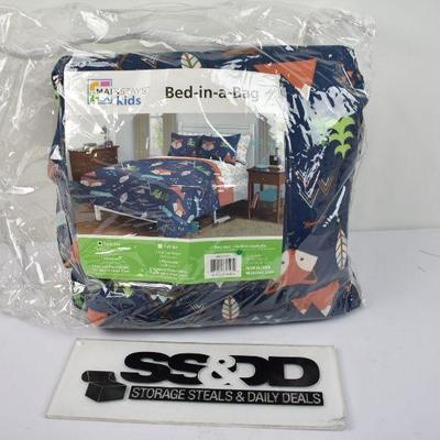 American Kids Woodland Safari Boy Bed in Bag Twin Bedding Set - New, Retail $39