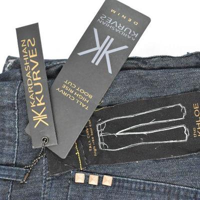 Kardashian Kurves Dark Blue Jeans, High Rise Boot Cut, NWT size 22 - New