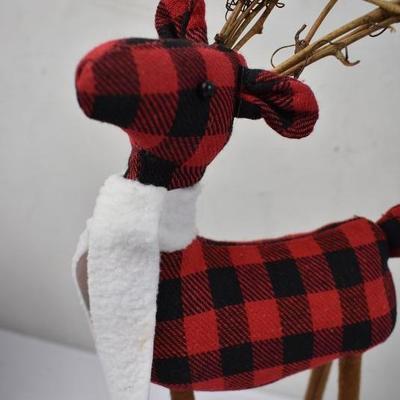 Holiday Time Large Fabric Deer Tabletop Christmas Decorations, Set of 2 - New