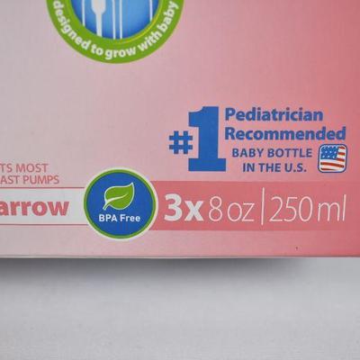 Dr. Brown's Options Baby Bottles, 8 Ounce, Pink Print, 3 Count, Retail $20 - New
