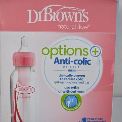 Dr. Brown's Options Baby Bottles, 8 Ounce, Pink Print, 3 Count, Retail $20 - New