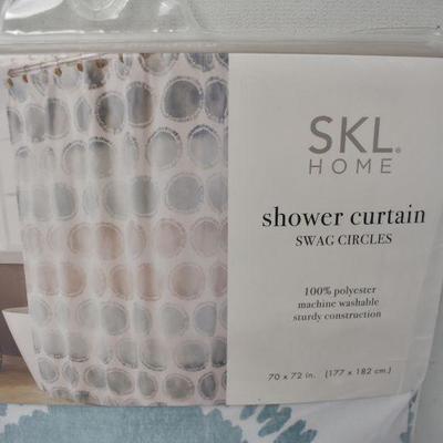 Over the Sink Shelf, Chrome Finish AND Circles Shower Curtain - New