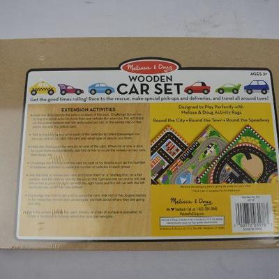 Melissa & Doug Wooden Cars Vehicle Set in Wooden Tray - New