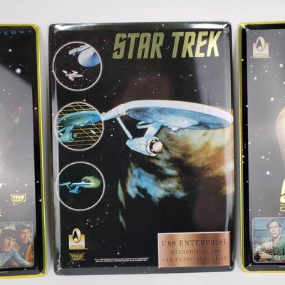 3 Star Trek Metal Pictures - Spock, Kirk, Enterprise - 11"x8"