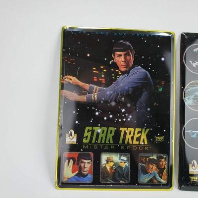 3 Star Trek Metal Pictures - Spock, Kirk, Enterprise - 11"x8"