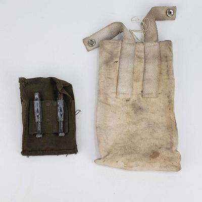 2 Vintage Military Canvas Pouches