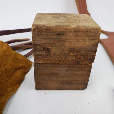 Vintage Leather Stamps Numbers 0-9 + Leather Scraps
