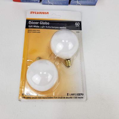 5 Light Bulbs - 2 Vintage G16.5, 3 Black Light bulbs