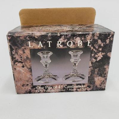 2 Latrobe Crystal Candlesticks - 4"